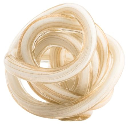 Torre & Tagus Orbit Mini Boule décorative en Verre, 7,6 cm de diamètre, Blanc métallique doré