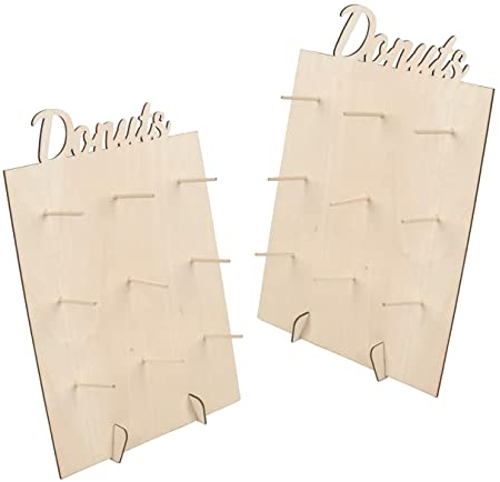 Soporte Donuts, 2 Pcs Expositor Soportes de Madera para Candy Bar Tartas, Donut Decoración para Mesa Dulce, Comunion Mesas de Chuches, Fiesta de Cumpleaños, Decoración de Bodas y Baby Shower, 30x40cm