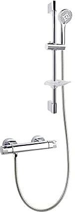 Ramon Soler - Conjunto Grifo Ducha Termostático Cromado con Sistema S2 de Ahorro de Agua con Accesorios Serie Termotech