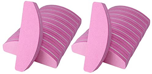 20 PCs Nail Buffers, Double Sided Nail Files Buffer Blocks 100/180 Grit Portable Washable Sanding Buffing File Arc Shape (Pink)