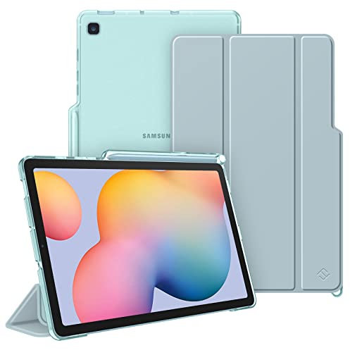 Fintie Funda Compatible con Samsung Galaxy Tab S6 Lite de 10.4 (2022/2020) con Soporte para S Pen - Trasera Transparente Mate Carcasa Ligera con Auto-Reposo/Activación, Azul Hielo