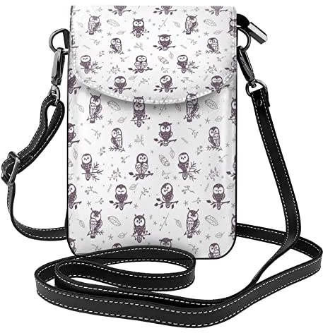 Giraffen-Druck bedruckte Frauen Crossbody Handytasche PU Leder Geldbörse Handy Tasche Geldbörse, Zweige mit Eulenmotiv, Einheitsgröße