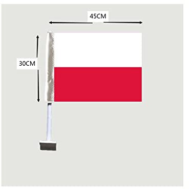 Polen-Flagge, Auto-Fensterflaggen, 30 x 45 cm, 2 Stück, 100 % Polyester, D