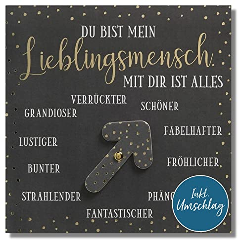bsb - Lustige Geburtstagskarte Lieblingsmensch 15 x 15 cm - Karte zum Geburtstag mit Drehscheibe - Glückwunschkarten mit Umschlag - Geburtstagskarte Frauen/Männer & Kinder - Moving Cards