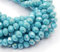 Perlin 120 cuentas de cristal checas de Bohemia de 4 mm, perlas checas de cristal con circonita facetada, 1 hebra (turquesa opaca), TSCHECHISCHE RONDELL 4MM