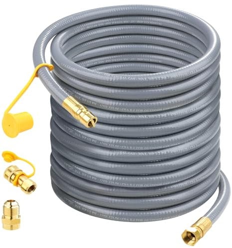 Aekops 1,27 cm ID-Erdgasschlauch, Erdgas-Grillschlauch mit Schnellanschluss, 1,27 cm männlich x 0,95 cm weiblich, Propan auf Erdgas Umrüstsatz für BBQ, Grillheizung und mehr NG-Geräte (12 m)