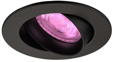 Ledvion LED Einbaustrahler Rund Schwarz RGB dimmbar smart | Fuer trockene Innenraeume wie Wohnzimmer Kueche und Flur; Farbe und Helligkeit per App oder Smart Steuerung einstellbar