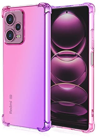 HONLEN Funda para Redmi Note 12 Pro 5G Carcasa, (6.67 Inches) Gradiente Transparente TPU Silicona Case, Protección de Esquina Mejorada Cover Rosado Morado