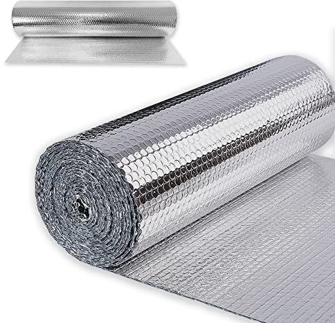SUBTLETY 15㎡ Film Isolant pour Isolation de la Maison Rouleau de Panneaux d'isolation Aluminisé à Bulles Double Radiateur Feuille Thermique Pliable pour Fenêtre Protection Contre le Froid (1x15m)