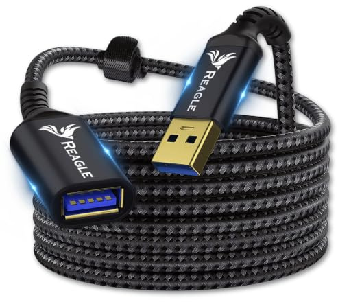 Reagle USB-A Verlängerung Kabel Datenübertragung 5 Gb/s Verlängerungskabel A Stecker auf A Buchse für Kartenlesegerät, Tastatur, Drucker, PS VR, Kamera, USB HUB (1M)