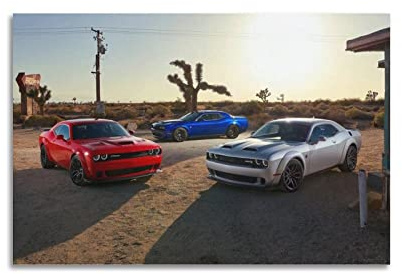 JUNNA Rennwagen-Poster für Dodge Challenger SRT Hellcat Sportauto, dekoratives Gemälde, Leinwand, Wand- und Kunstbild, Familien-Schlafzimmer, Dekoration, 30 x 45 cm