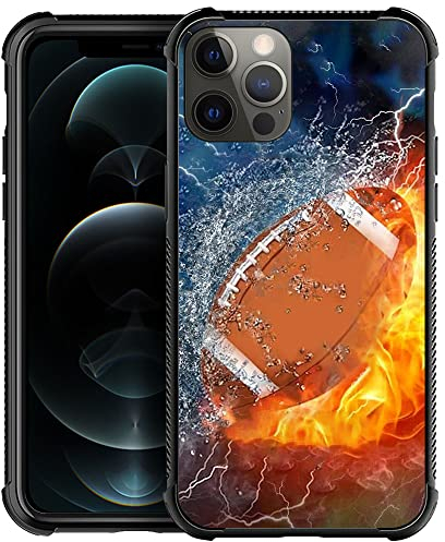 DAIZAG Case Compatible with for iPhone 13 Mini Ice Fire American Football Phone Case Shockproof Soft TPU Phone Case for Boy Men Gift Case for iPhone 13 Mini