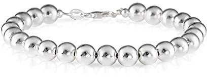 Diamond Treats Pulseras de Plata de Ley 925 con Diseño Italiano, Elegante Pulsera de Plata de Ley 925 con Cuentas de Plata, Pulsera de Bolas para Mujer de Plata 925