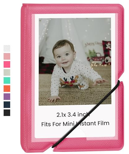 Lifting Mini album fotografico con 28 tasche per fotocamere istantanee Fujifilm Instax Mini 70 7s 8 8+ 9 11 25 50s 90, Polaroid PIC 300, Lomographers (rosso rosa)
