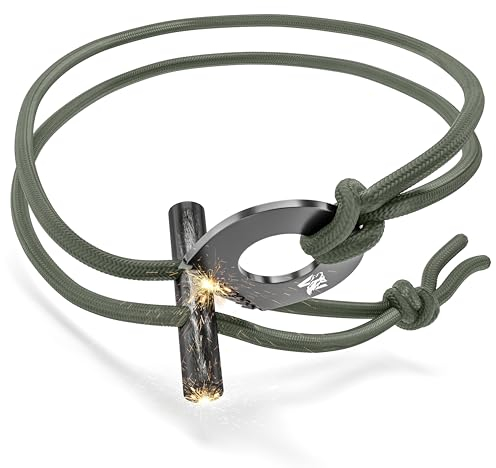 ODENWOLF Feuerstahl Outdoor Halskette - Firestarter Magnesium als Anhänger - Feuerstahl Klein ideal geeignet für Survival und Bushcraf Aktivitäten - Feuerstein Survival als Schlüsselanhänger