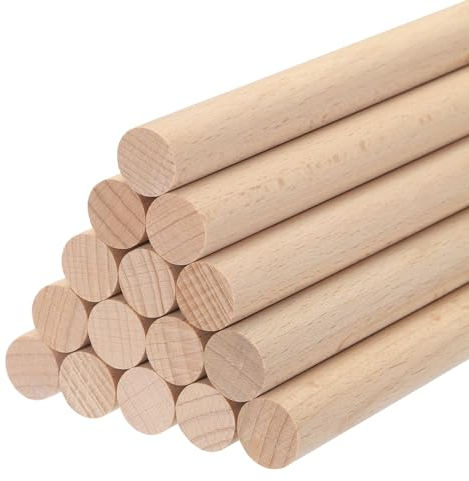 QUARKZMAN Baguettes en Bois Bâtons en Bois 30cmx1.5cm Tiges Rondes en Bois Pour Bricolage Décoration Artistique Baguettes Artisanales Petites Tiges Pour Maison Faite À La Main, Lot de 15