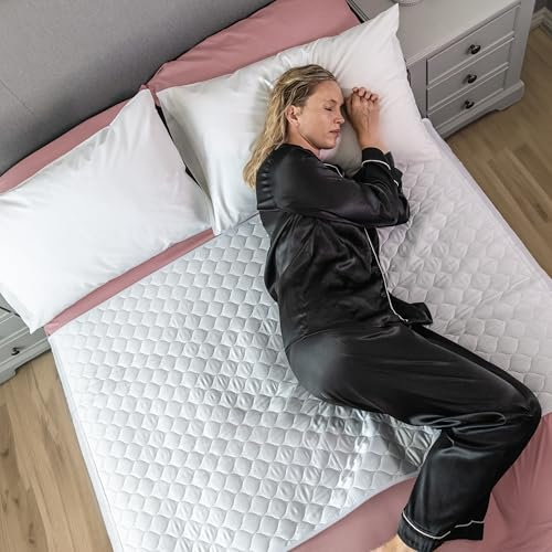 Hygge Sheets®️ Bamboo Organic Incontinence Bed Sheets for Adults & Kids | Double Beds 2Pack | 100% Waterproof Sheets | Waterproof Mattress Protector Double | Reusable and Washable Bed Pad | UK Brand