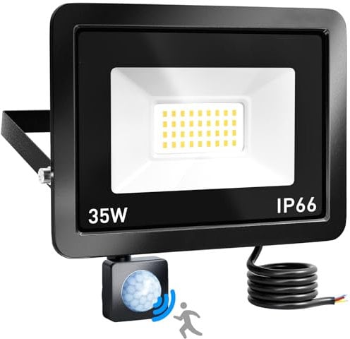 Brightown Security Lights Outdoor Motion Sensor, 35W PIR Sensor Security Light,3000 Lumen Motion Sensor Floodlight, IP66 Waterproof LED Outdoor Light Mains Powered for Backyard, Garden