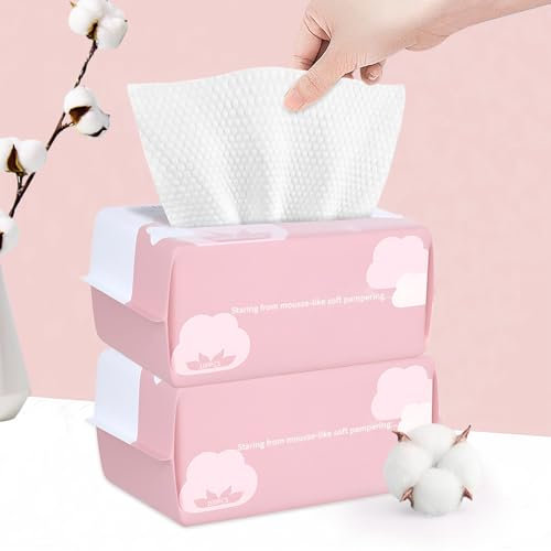 Cayxenful Asciugamani usa e getta per il viso per il lavaggio di salviette asciutte in morbido cotone, asciugamani per il lavaggio e l'asciugatura, 200 salviette facciali per la pulizia, la cura della