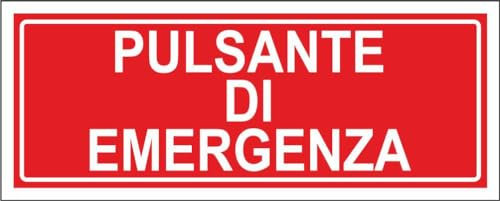 M-ITALY CARTELLO SEGNALETICO UNI - PULSANTE DI EMERGENZA - Adesivo Extra Resistente, Pannello in Forex, Pannello In Alluminio (15x6, Adesivo)