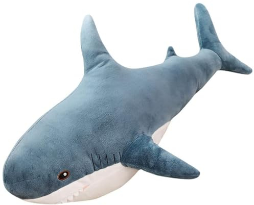 Herfair Plüschtier Wal Hai Großes Kuscheltier Weich Plüsch Spielzeug Umarmungskissen Tier Kissen Dekokissen Bequemes Schlafkissen für Kinder Erwachsene GeburtstagGeschenke (Blau,40cm)