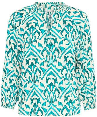 ICHI IXSAMSINA MS Damen Bluse Blusenshirt mit 3/4-Arm V-Ausschnitt Kordel Regular fit, Größe:38, Farbe:Amazon (186024)
