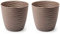 AC - Pack de 2 Macetas Redondas con Plato - Diseño Wind (Ø 27 cm) - Fabricado en plástico - Ideal para jardín Exterior, terraza o balcón - Color Marrón Topo