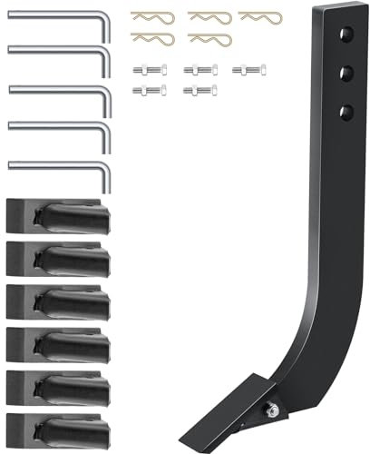 VEVOR Tige de labourage de Lame de Caisson 410 x 209 mm Tige de grattoir de scarificateur 5 pièces Tige de Ripper 3 Trous avec Dents et Broches Coniques Amovibles pour Remplacement, Creuser, Labourer