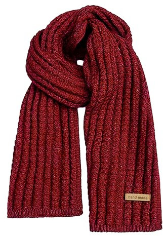 FORVEVO Winter Schal Herren Damen,Warm Strickschal,Weich Winterschal Unisex,Verschiedene Aktivitäten Drinnen und Draußen（WeinRot）