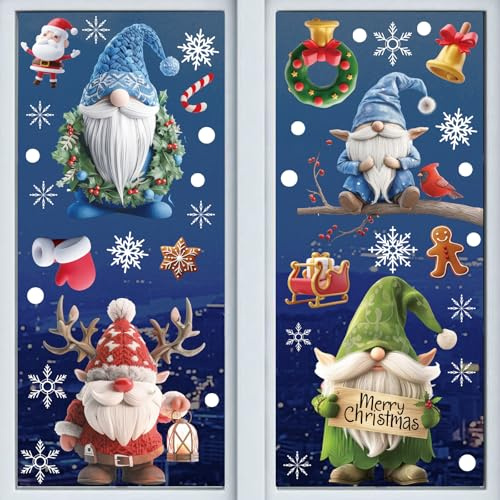 9 Blatt Fensterbild weihnachten, Fensterbilder Weihnachtsdeko Selbstklebend,Statisch Fensterfolie Weihnachten,Winterdekoration Doppelseitige, Weihnachtsfensterbilder PVC Wiederverwendbare