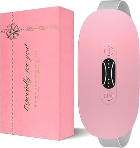 Kissleaf Wärmegürtel Periode, Menstruations Wärmegürtel Heizgürtel,USB Wiederaufladbar Heizkissen Kabellos, 3-Wärmestufen und 3-Vibrations-Massage-Modi(Pink)