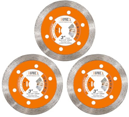 Diamant Trennscheibe - BGTEC Fliesentrennscheibe 3 Stück 75 mm x 10 mm Kontinuierliche Verzahnung für Porzellan, Keramik, Granit, Marmor, Fliesen, Granit