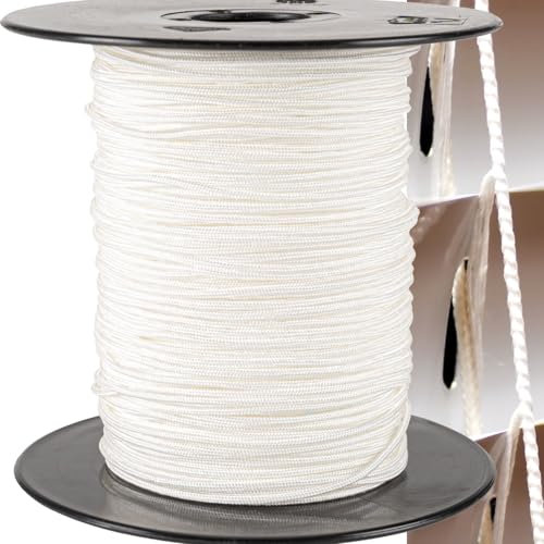 Prorope Jalousie/Rollo/Plissee-Schnur, Polyester, 1.0 mm, Ersatzschnur für Plisse, Wird Nicht Platt, Stärker und Reißfester als die Nylon und Polypropylenschnur, Weiß, Rolle 50 Meter (Weiß, 1.0)