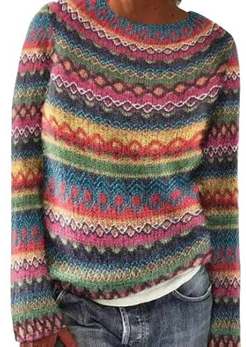 SYLDMKJ Maglione Donna Invernale Donne Inverno Maglione Autunno Casual Sciolto A Scarpone Rotondo Vintage Maglione A Maglia-Fucsia-XXL