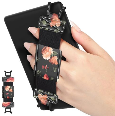 MoKo Correa de Mano de Seguridad para 6-8 Kindle eReaders Fire Tableta - Kobo/Voyaga/Lenovo/Sony Kindle E-Book Tableta, Correa de Agarre de Dedo Elástico Ligero Antideslizante, Rosa