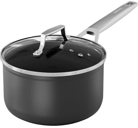18cm/2L Saucepan with lid, Non Stick Saucepan, Milk Pan,Long Lasting Forged Aluminium Non Stick Pot, Induction Compatible, Cooking Pot with Stainless Steel Handle, Oven Safe