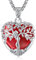 EUDORA Harmony Ball Arbre de Vie du Cœur Créer Rubis Collier pour les Femmes Plaquées Argentées Cuivre, Mère Déesse Pendentif Bijoux Yoga Méditation Cadeaux, 20 +2