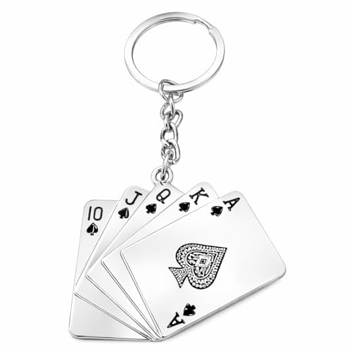 Promotech Pokerkarten-Design Schlüsselanhänger aus robustem Metall - stylishes Accessoire für deinen Schlüsselbund