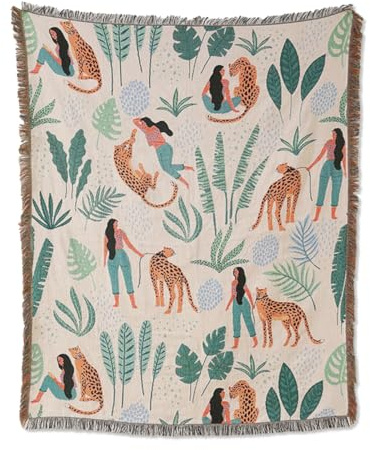 LumiSyne Doppelseitige Baumwolle Gewebt Decke Überwurf Mit Quaste Dschungel Böhmische Stil Wandteppich Kuscheldecke Dekorative Decke Für Bett Couch Sessel Camping Decken Tischdecke Teppich 160x130cm