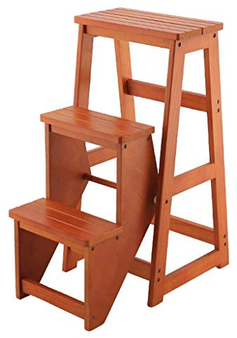 FBJAMZ Heavy Duty Tritthocker 2 Stufen Holzleiter Tragbarer Klappstuhl Haushalt Treppenstuhl Trittleiter Verbreiterter Hocker