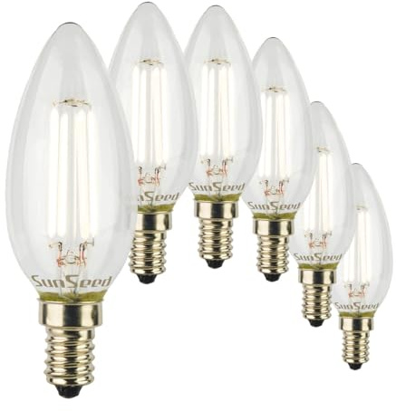 SUNSEED Weiß 6x Glühfaden LED Kerze Lampe E14 6W ersetzt 60W Neutralweiß 4000K