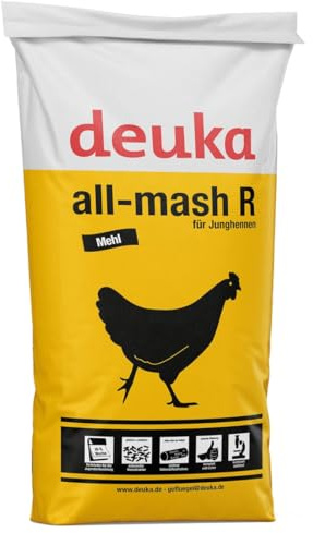 Deuka All-Mash R Mehl Aufzuchtfutter ohne Cocc. 25 kg Kükenfutter Geflügelfutter für Rasse-, Zucht- und Legehühner