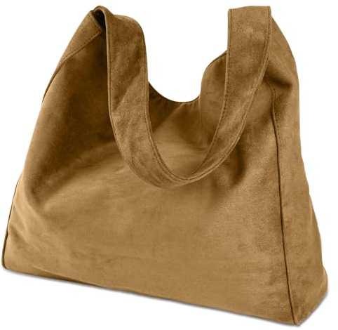 Adiwo Damen Handtasche Tote Shopper Groß Schultertasche, Künstliche Wildleder Handtasche Damen, Schultertasche aus Wildlederimitat, Women's Tote Bag Vintage