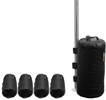 Set sacchi di zavorra 4x 20 L per gazebo e tende pieghevoli – Sacche pesi in PVC con maniglia e velcro – Stabilizzazione universale per strutture in alluminio e acciaio