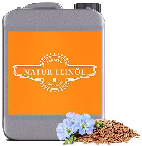 Natur Leinöl, 5L für Holzböden, Parkett, Treppen, Terrasse, Gartenmöbel I Holzöl & Imprägnierung farblos farbvertiefend I Holzschutz & Pflegeöl für innen & außen I lösemittelfrei - Bekateq BE-200