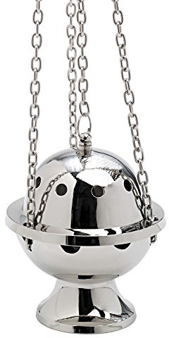 NKlaus Weihrauchschwenker weihrauchschwenker mit Kette, Messing, 1 Stück | vernickelt; Höhe: 11cm; Durchmesser: 9,5cm; Gewicht: 0,7kg; 0,7kg; 60cm; 11cm; 9,5cm