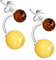 ANDANTE Premium Collection - Echter OSTSEE Bernstein Ohrstecker in 925 Sterling Silber ** Kleine Halb Creolen ** 2 Trageweisen möglich - Zertifiziert - Gold des MEERES - Farbe COGNAC und MILCHIG GELB