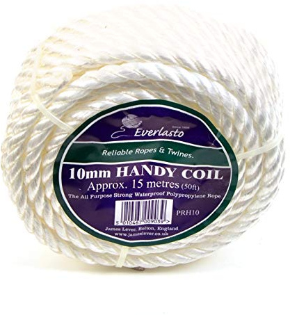 Everlasto Trade Handy Coils - White Polypropylene Poly Rope 6mm 8mm 10mm (10MM X 15M)