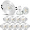linovum 10er Set ISASO Bad Einbauspots LED in Alu silber gebürstet IP65 - mit LED GU10 5W warmweiß 230V - Badspots rund im Set