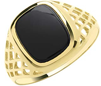 Moderner 9 Karat (375) Gold Damen - Monarchenring/Siegelring mit Onyx WJS28324RSP